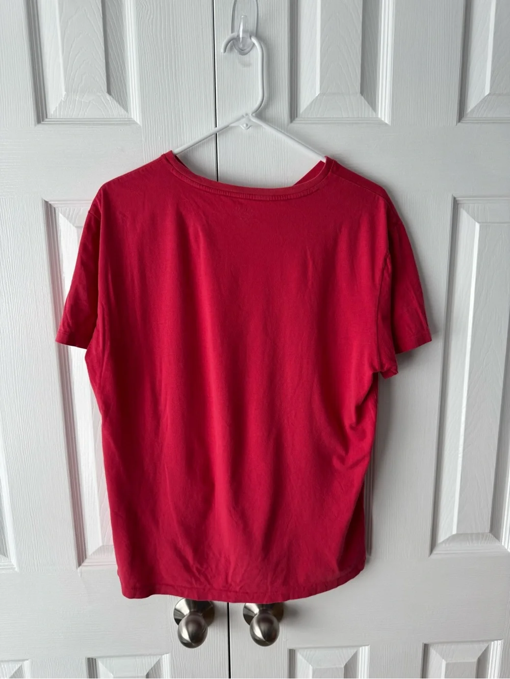 Polo Ralph Lauren Red V Neck T Shirt M Cotton Blue Pony Quiet Luxury Embroidered